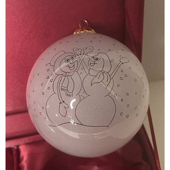 Lot of 3 Large NE QWA ART Glass Paintable Snowman CHRISTMAS Ball Ornaments w/Box - Picture 12 of 12